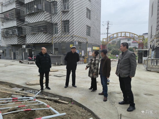 銀泉花園小區(qū)黨支部書記李正明與社區(qū)網(wǎng)格員、物業(yè)經(jīng)理、居民代表現(xiàn)場商議小區(qū)改造問題.jpg